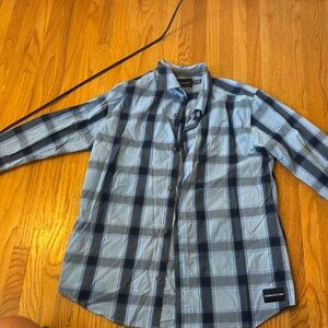 Blue plaid collard shirt